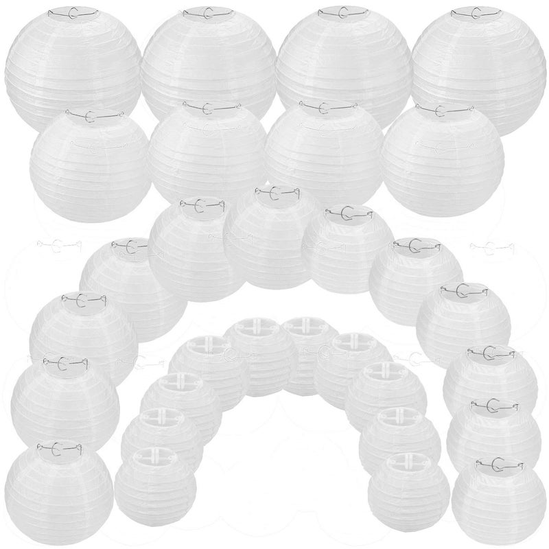 CertBuy 30 Pack White Paper Lanterns 4" 6" 8" 10" 12" Assorted Sizes, CertBuy White Hanging Round Lanterns for Birthday Wedding Baby Shower Festival Christmas Party Decoration - Great for Indoor or Outdoor - Image 1